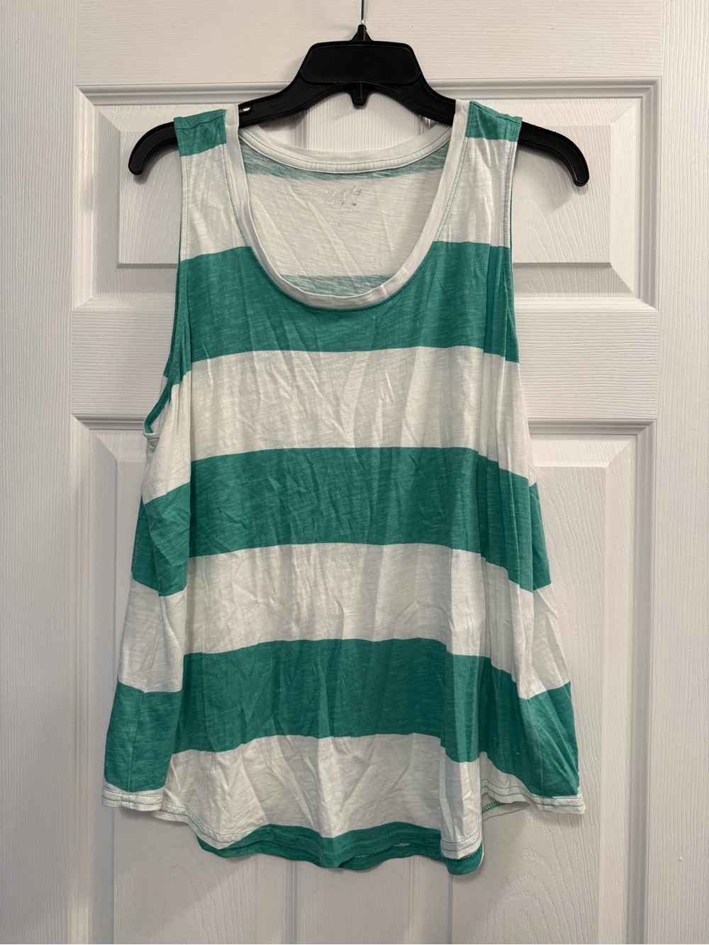 Maurice’s 24/7 Striped Green and White Sleeveless Tank Top - Women